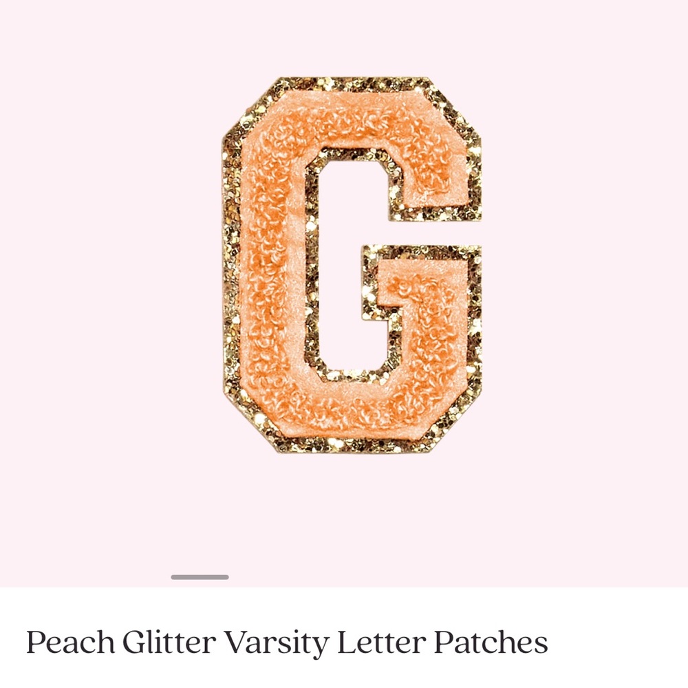 Stoney clover lane Peach Glitter Varsity Letter patch “G”